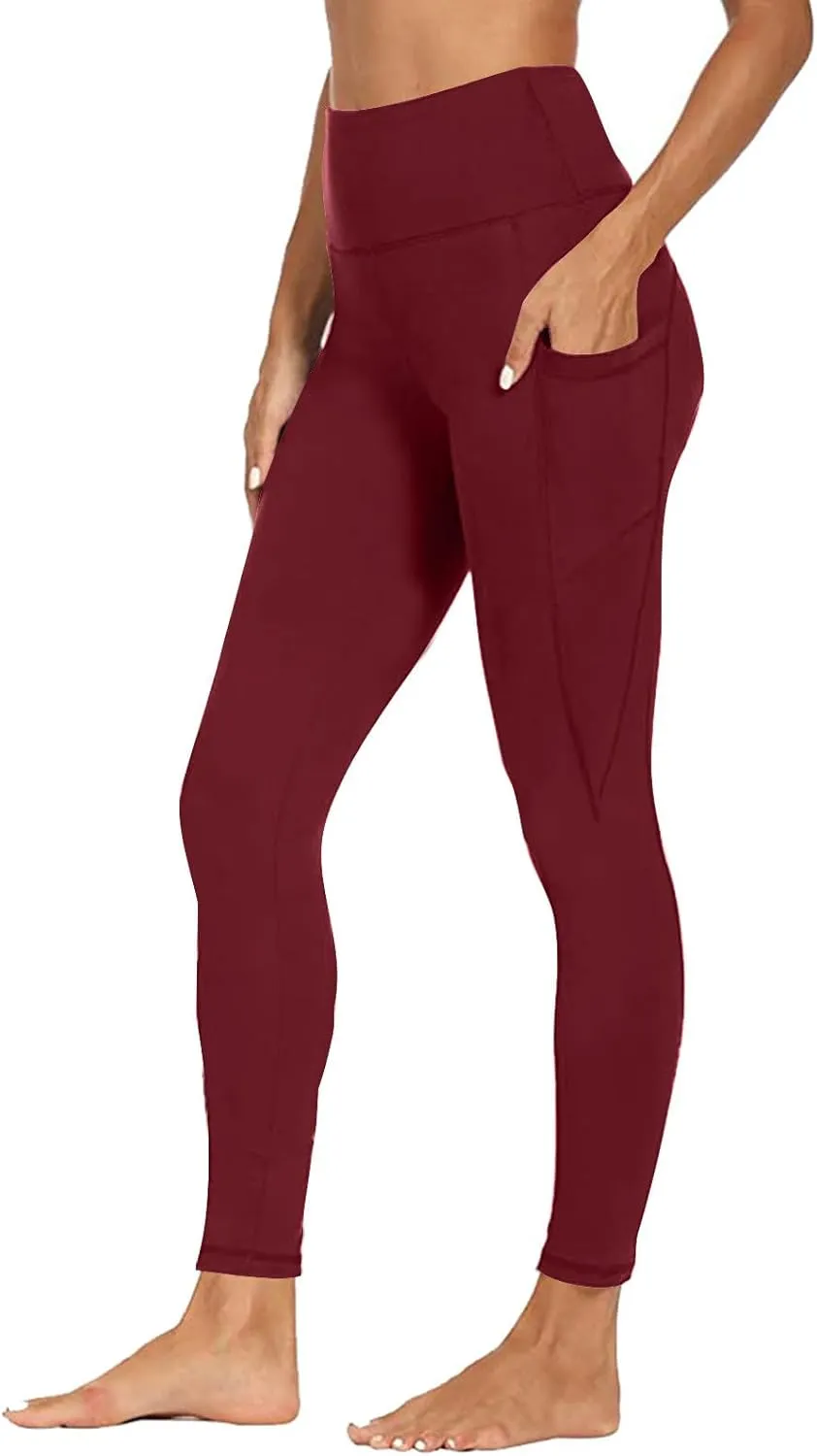 2 Pack Leggings with Pockets for Women High Waist Yoga Pants Tummy Control 4 Way Stretch Running Workout Leggings