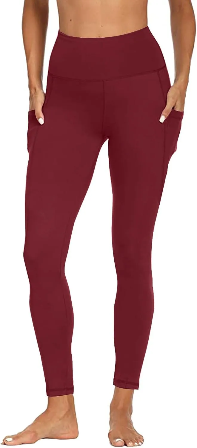 2 Pack Leggings with Pockets for Women High Waist Yoga Pants Tummy Control 4 Way Stretch Running Workout Leggings