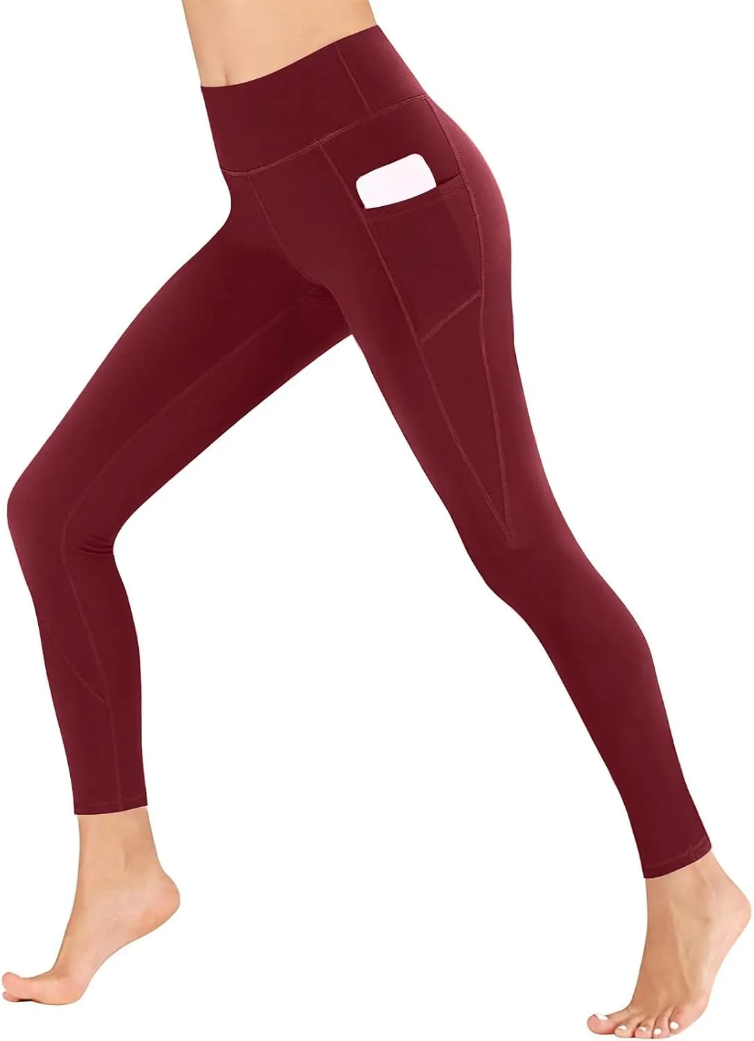 2 Pack Leggings with Pockets for Women High Waist Yoga Pants Tummy Control 4 Way Stretch Running Workout Leggings
