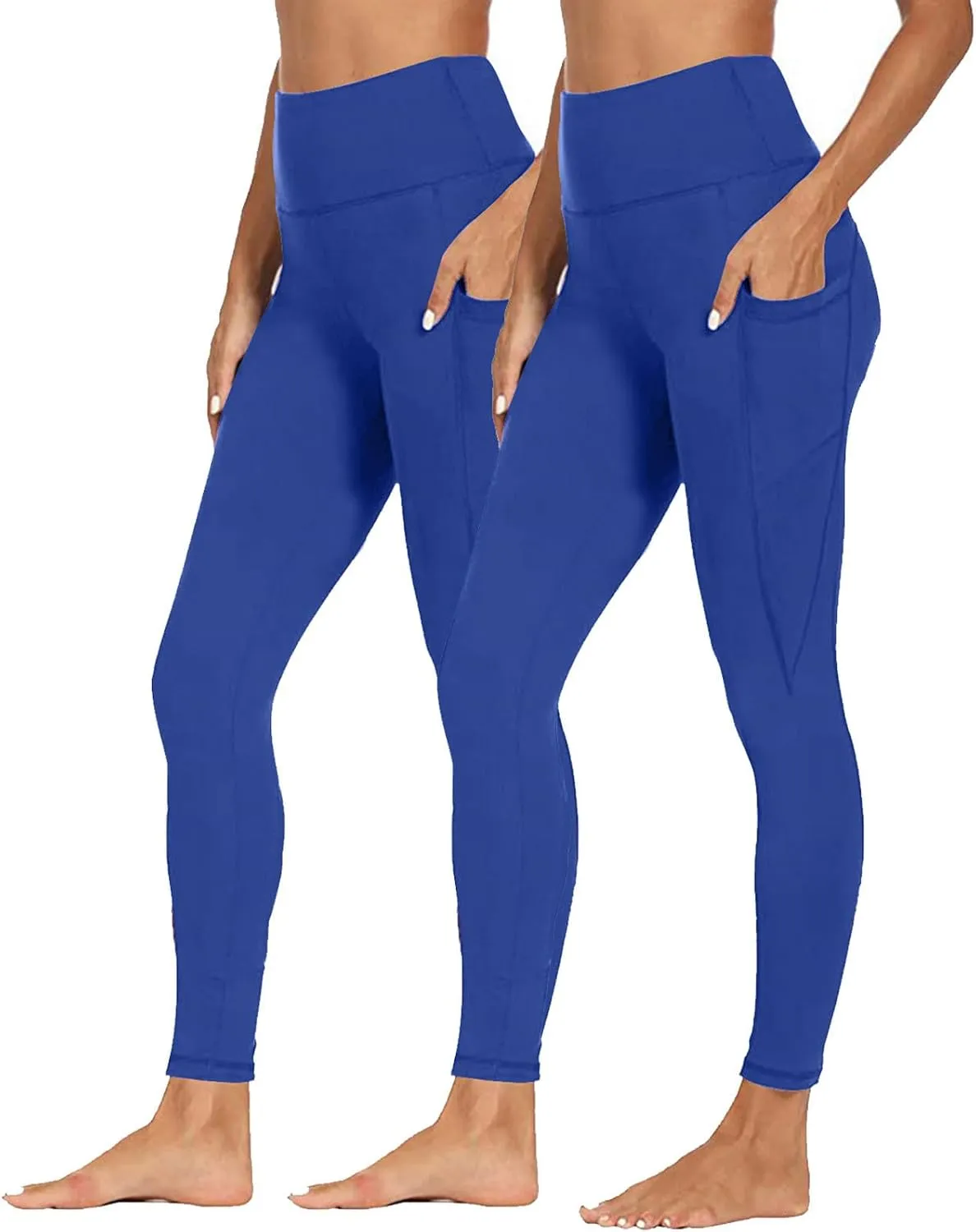 2 Pack Leggings with Pockets for Women High Waist Yoga Pants Tummy Control 4 Way Stretch Running Workout Leggings