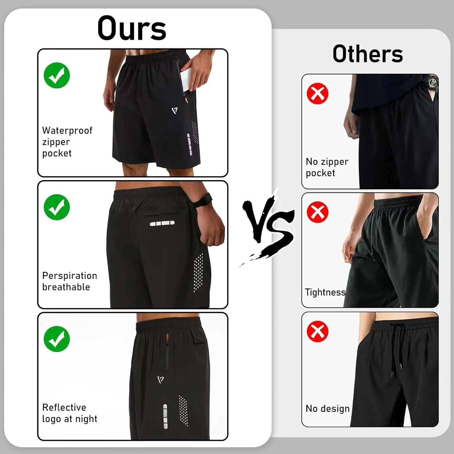 2 Pack Mens Athletic Shorts Quick Dry 7 Inch Running Shorts Breathable Mesh Gym Workout Shorts with Zipper Pockets