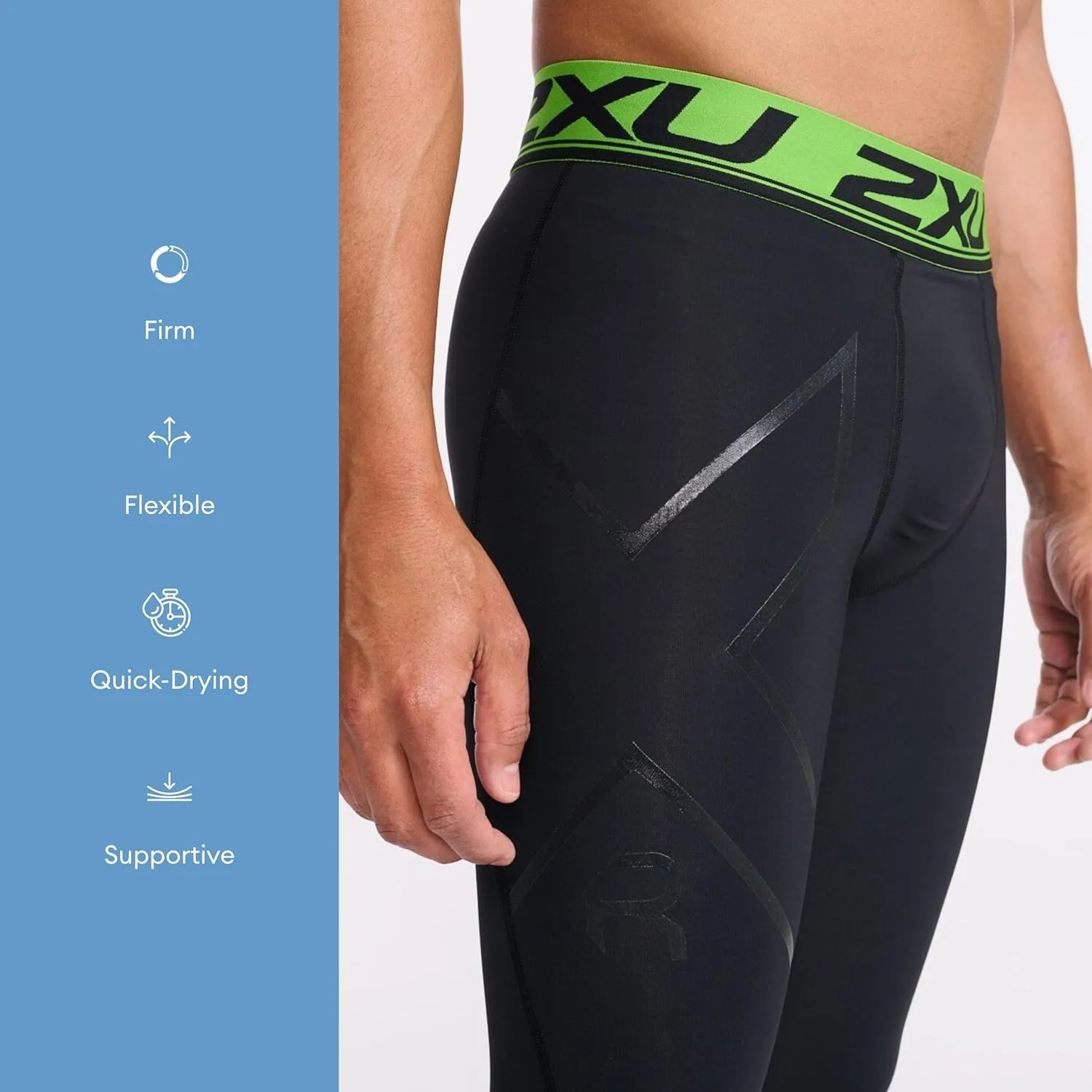2XU Men's Refresh Recovery Compression Tights - Powerful Compression, Post Workout Muscle Recovery - Black/Nero