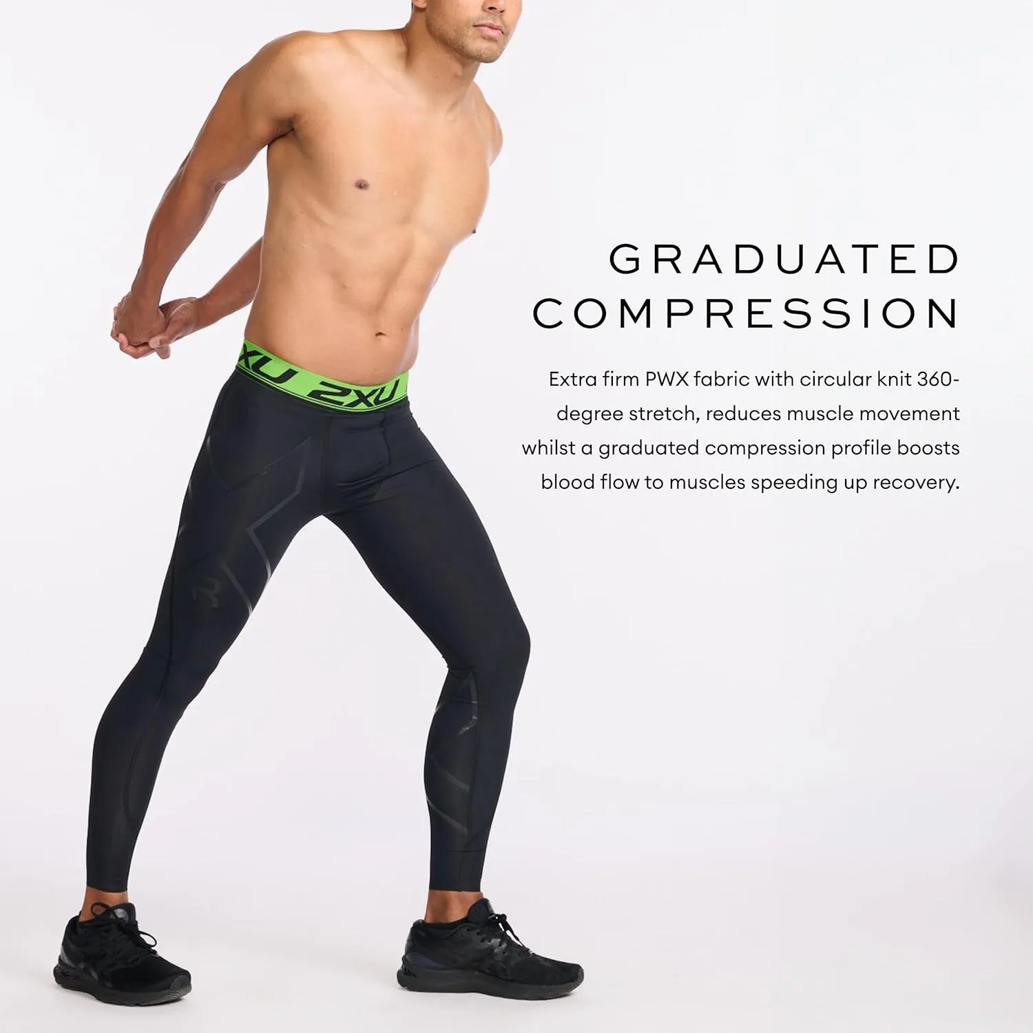 2XU Men's Refresh Recovery Compression Tights - Powerful Compression, Post Workout Muscle Recovery - Black/Nero
