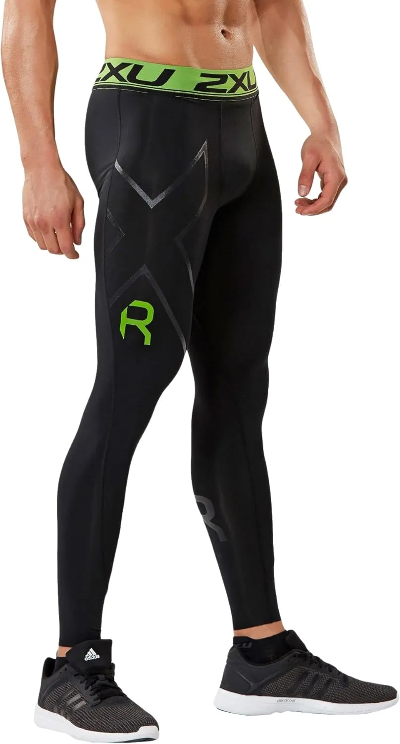 2XU Men's Refresh Recovery Compression Tights - Powerful Compression, Post Workout Muscle Recovery - Black/Nero