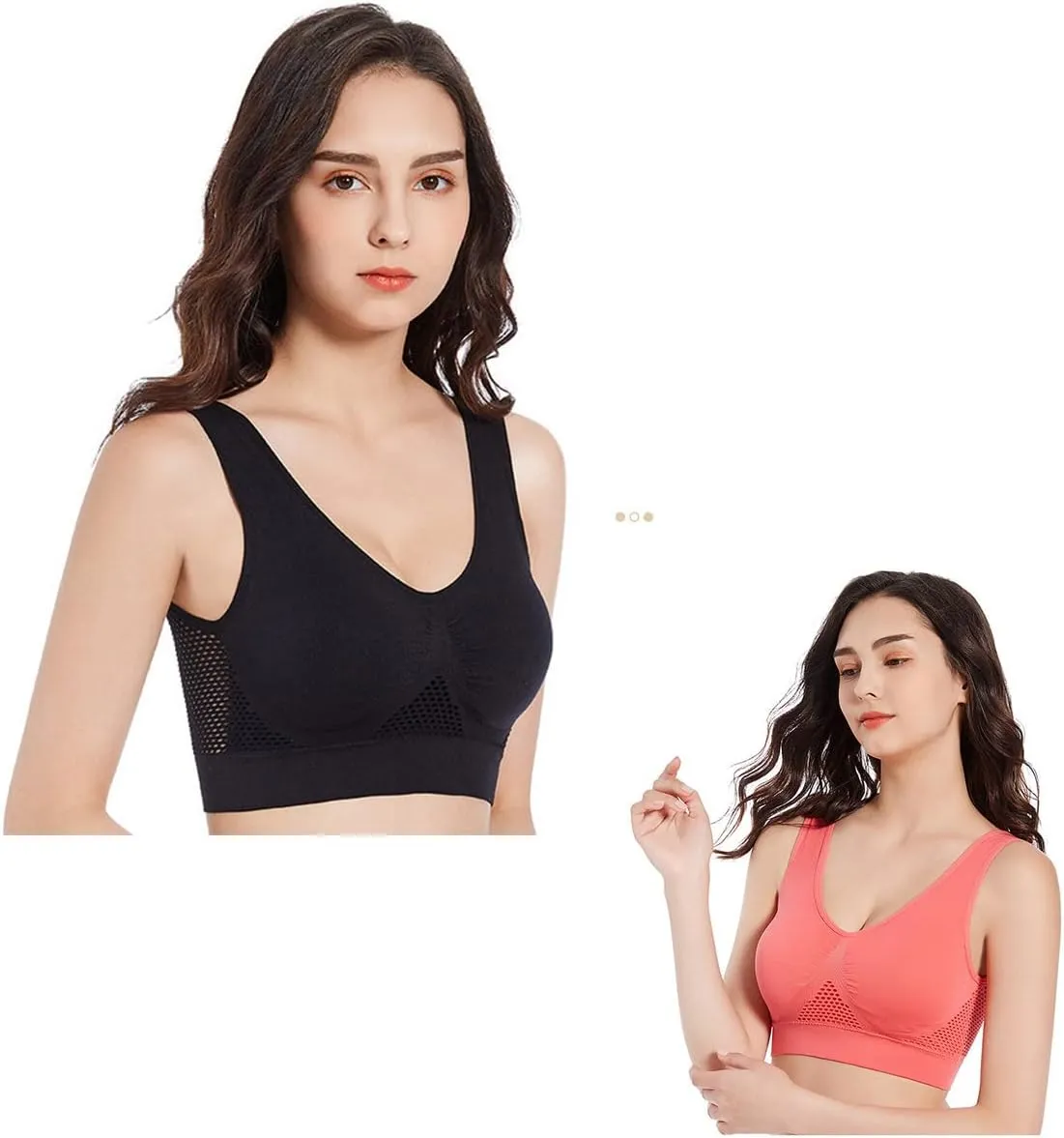 3pcs Breathable Cool Liftup Air Bra,Compression Wirefree High Support Bra,Seamless Wireless Cooling Comfort Breathable Bra