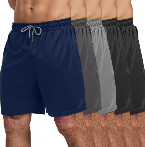 5 Pack Gym Shorts for Men 7 inch, Mens Athletic Running Shorts Dry Fit & Mesh Active Workout Shorts for Men with Pockets