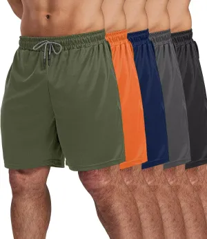 5 Pack Gym Shorts for Men 7 inch, Mens Athletic Running Shorts Dry Fit & Mesh Active Workout Shorts for Men with Pockets