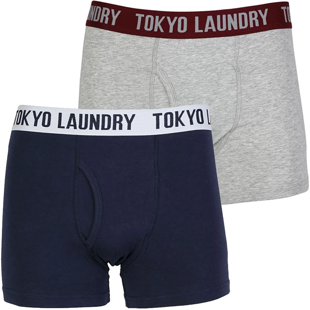 Adahy (2 Pack)  Boxer Shorts Set in Light Grey Marl / Eclipse Blue - Tokyo Laundry
