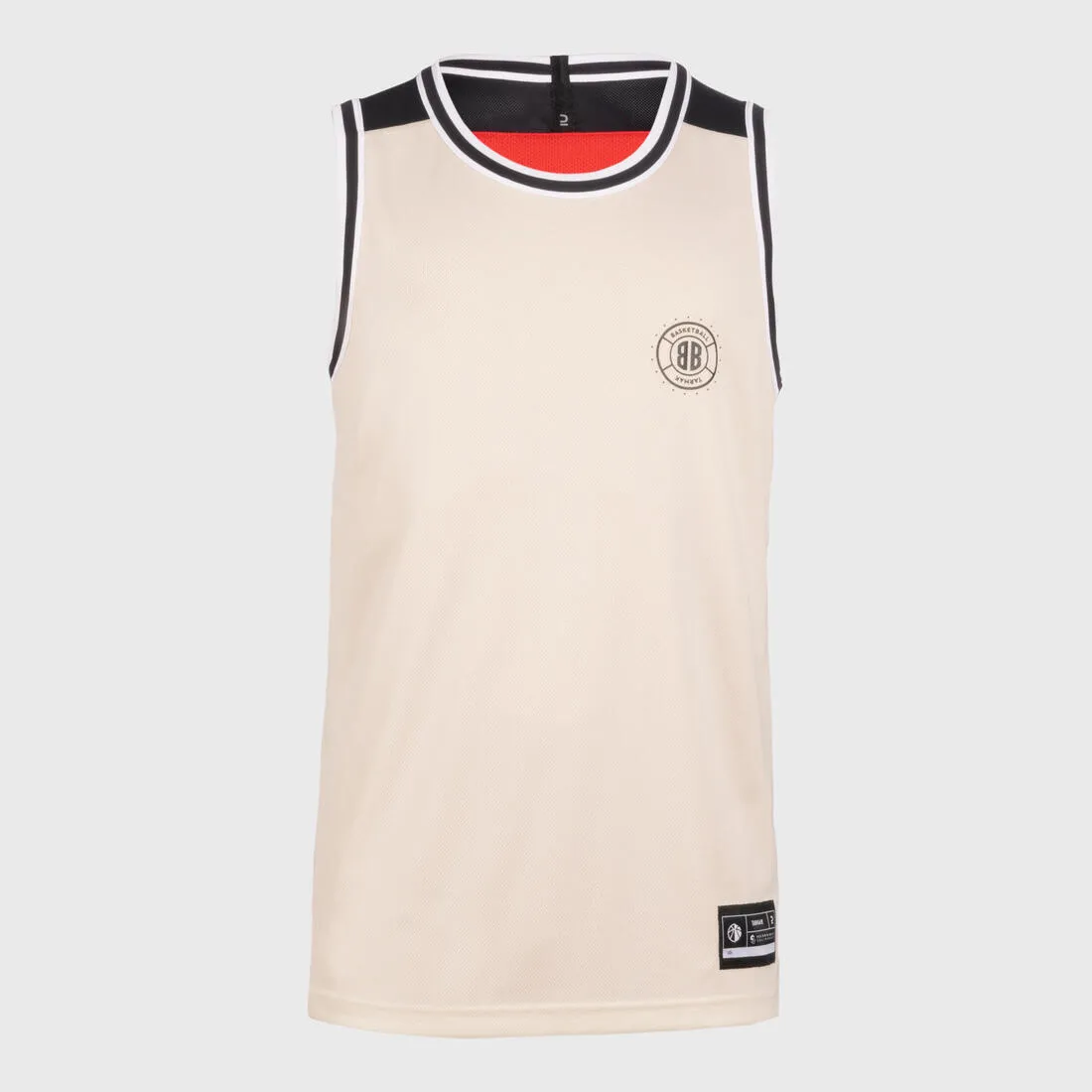 Adult 2-Way Sleeveless Basketball Jersey T500 - Red/Beige