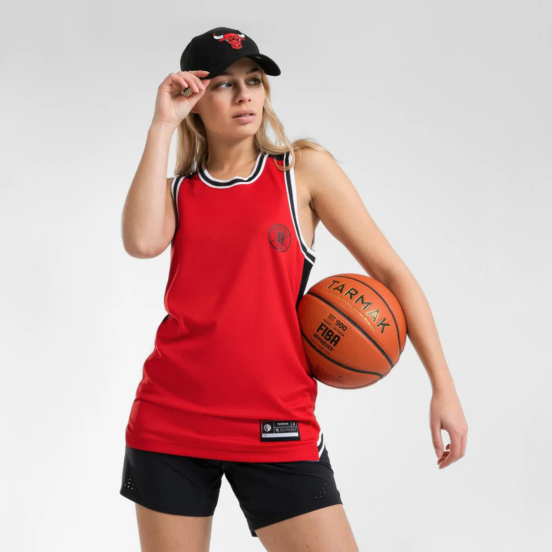 Adult 2-Way Sleeveless Basketball Jersey T500 - Red/Beige