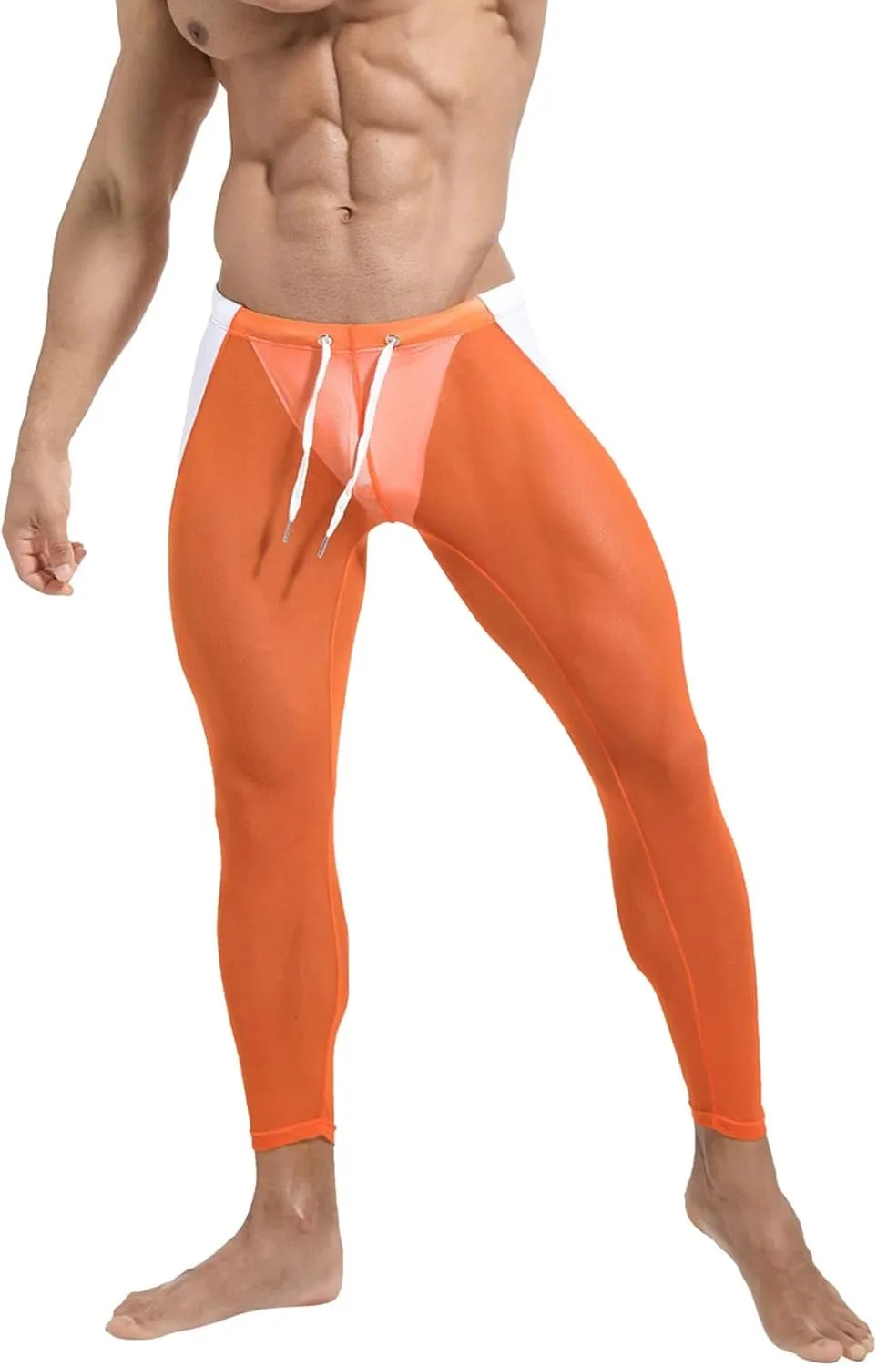 aihihe Mens neon Leggings Compression Legging Tight Mens Gym Tights Compression Pants Workout Compression Pants for Men 3/4