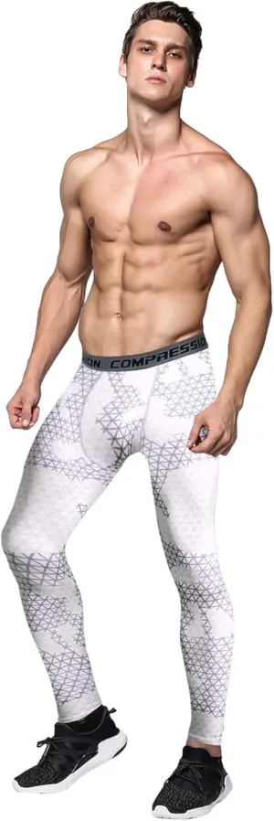 aihihe Mens Thick Leggings Pant Compression Tight Mens Gym Compression Pants Men's Compression Pants Athletic Leggings White Running Legging Exercise Leggings Men Compression Pants Men Pockets