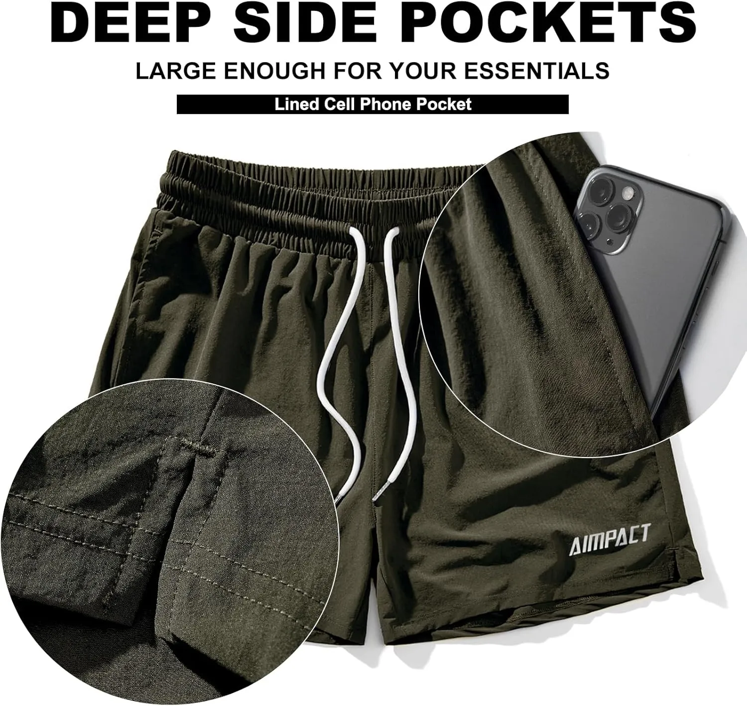 AIMPACT Men's Athletic Workout Shorts 5 Inch Lightweight Running Gym Shorts with Pockets