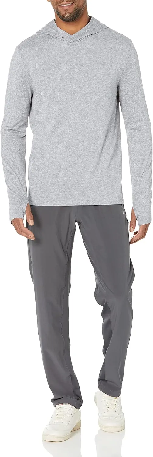 Amazon Essentials Men's Active Quick Dry Tech Stretch Long-Sleeve Hooded Pullover T-Shirt