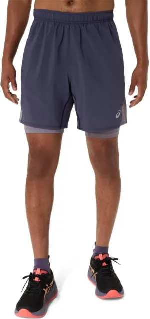 ASICS Men's SILVER 2N1 7IN SHORT Running Apparel