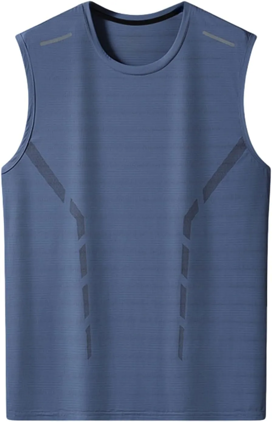 Athletic Tank Tops Men Casual Ice Silk Sleeveless Shirts Lightweight Stretch Quick Dry Gym Workout Muscle Tee Tops