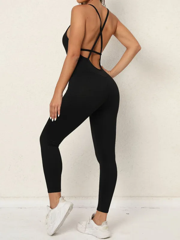 backless yoga fitness jumpsuit