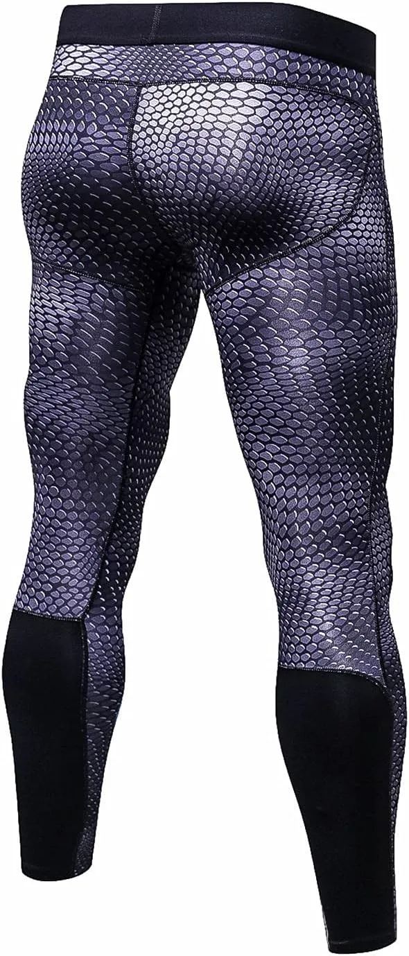 BADHUB Men's Compression Pants Tights Leggings Sports Baselayer Running Breathable Athletic Workout Fitness Pants