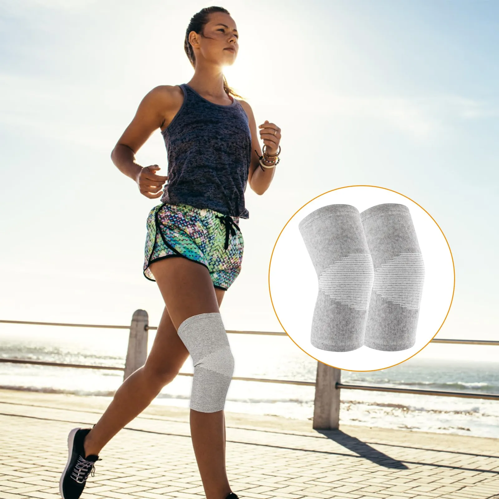 Bamboo knee bandage with compression, bamboo knee bandage, knee bandage for men and women, knee bandages for women, knee bandage for women's arthrosis, knee sleeves, knee orthosis knee bandage sports knee pads (gray, XL) XL gray