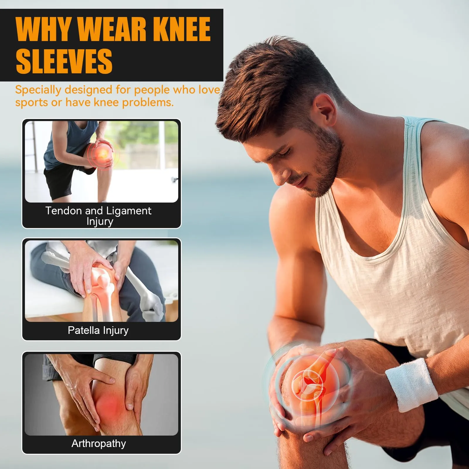 Bamboo knee bandage with compression, bamboo knee bandage, knee bandage for men and women, knee bandages for women, knee bandage for women's arthrosis, knee sleeves, knee orthosis knee bandage sports knee pads (gray, XL) XL gray