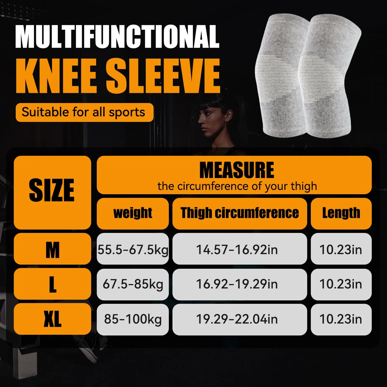 Bamboo knee bandage with compression, bamboo knee bandage, knee bandage for men and women, knee bandages for women, knee bandage for women's arthrosis, knee sleeves, knee orthosis knee bandage sports knee pads (gray, XL) XL gray