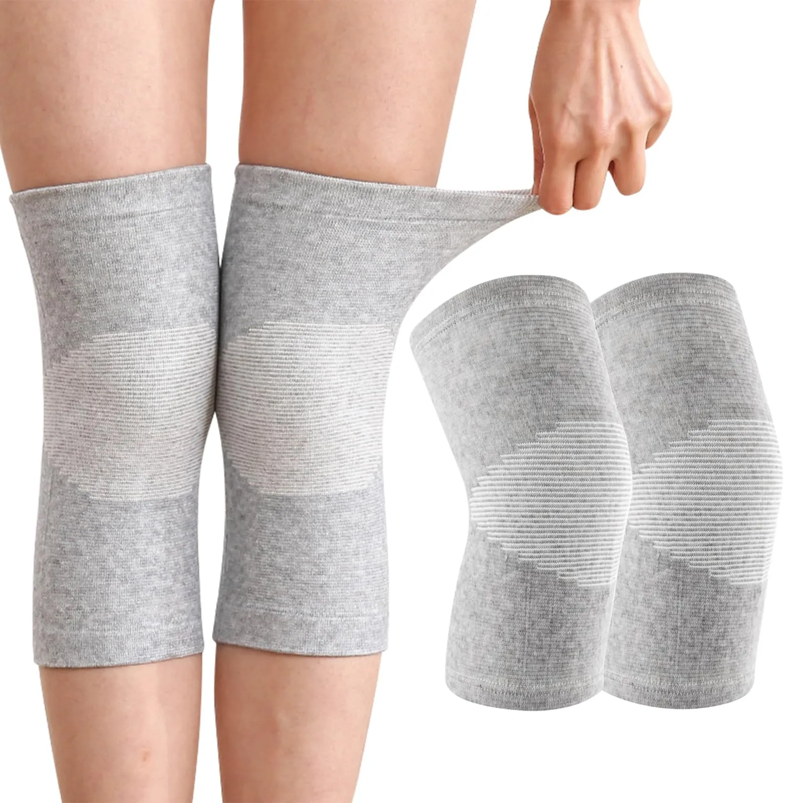 Bamboo knee bandage with compression, bamboo knee bandage, knee bandage for men and women, knee bandages for women, knee bandage for women's arthrosis, knee sleeves, knee orthosis knee bandage sports knee pads (gray, XL) XL gray