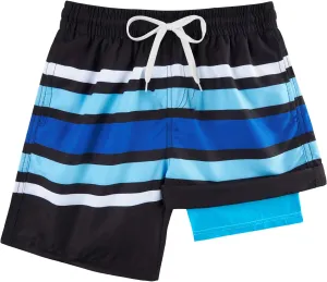 Belovecol Boys Swim Trunks with Compression Liner Anti-Chafe Swim Shorts Quick Dry UPF 50  Bathing Suits Swimwear 7-20T