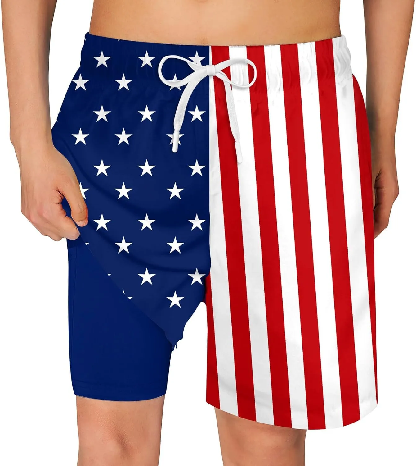 Belovecol Boys Swim Trunks with Compression Liner Anti-Chafe Swim Shorts Quick Dry UPF 50  Bathing Suits Swimwear 7-20T