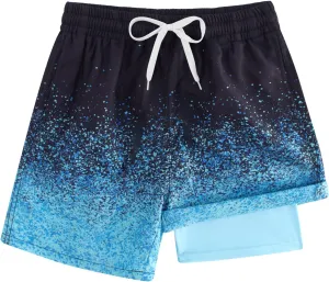 Belovecol Boys Swim Trunks with Compression Liner Anti-Chafe Swim Shorts Quick Dry UPF 50  Bathing Suits Swimwear 7-20T