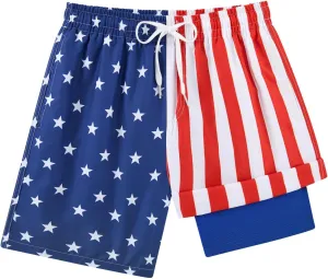 Belovecol Boys Swim Trunks with Compression Liner Anti-Chafe Swim Shorts Quick Dry UPF 50  Bathing Suits Swimwear 7-20T