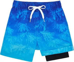 Belovecol Boys Swim Trunks with Compression Liner Anti-Chafe Swim Shorts Quick Dry UPF 50  Bathing Suits Swimwear 7-20T