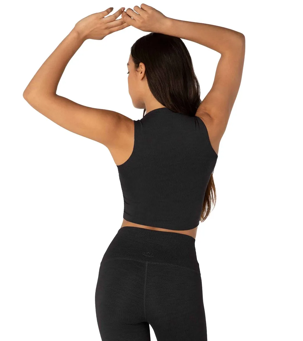 Beyond Yoga Heather Rib Square Neck Cropped Yoga Tank Top