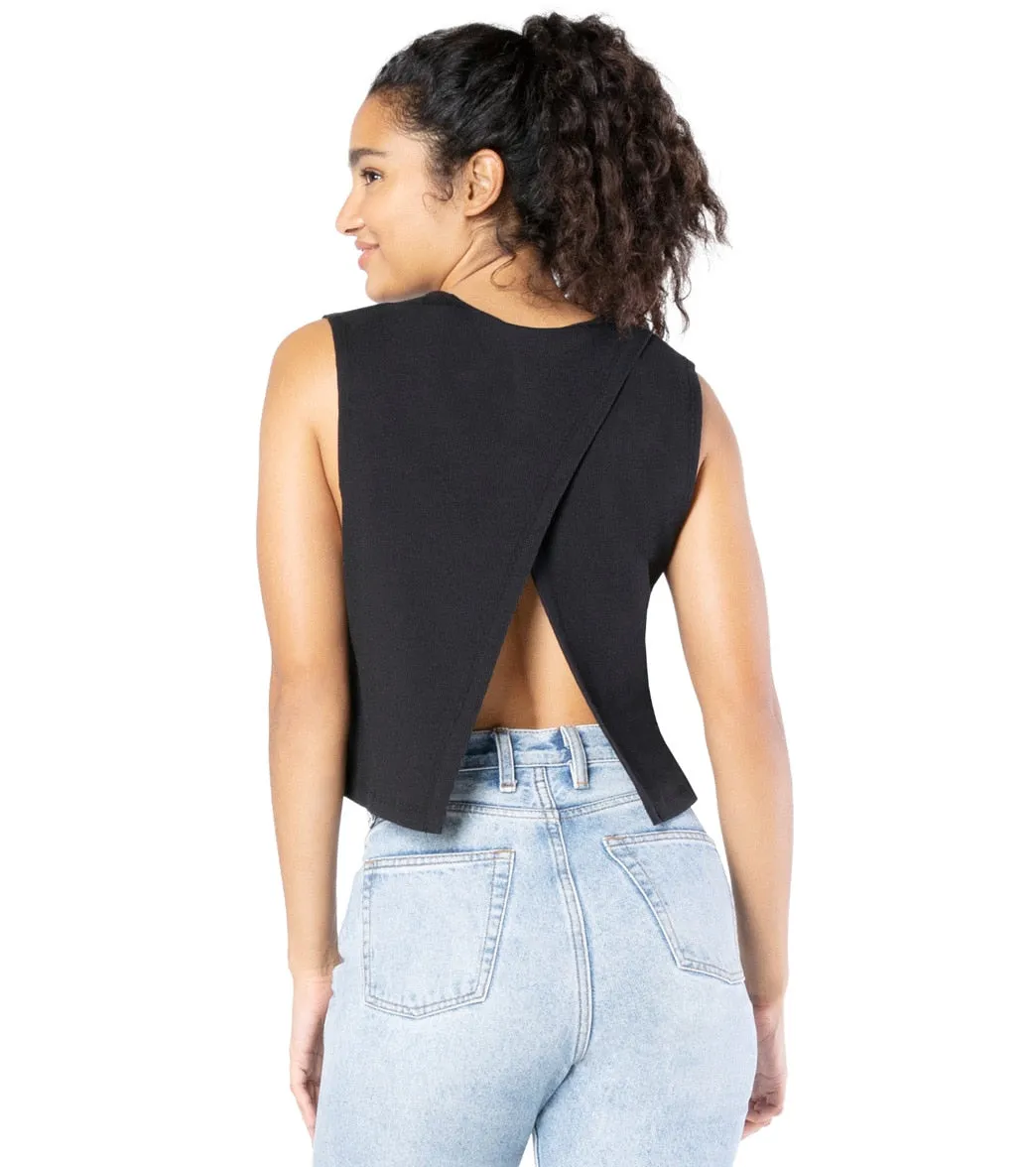 Beyond Yoga Rib Jersey Over the Top Cropped Muscle Yoga Tank