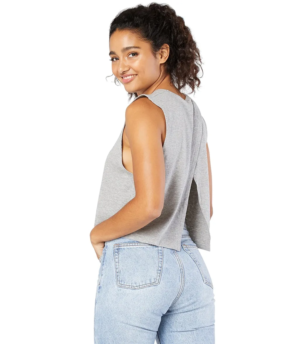 Beyond Yoga Rib Jersey Over the Top Cropped Muscle Yoga Tank