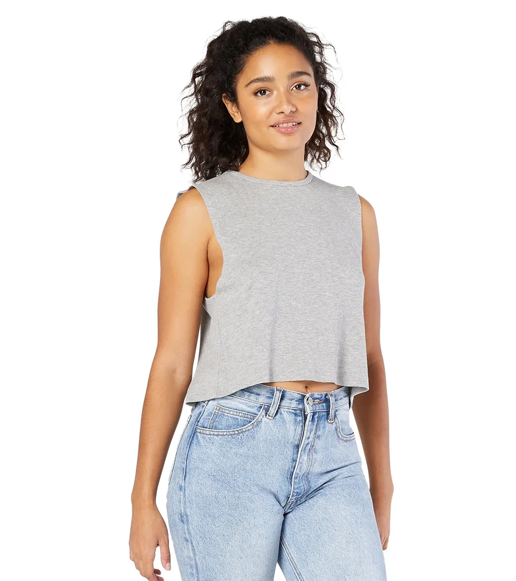 Beyond Yoga Rib Jersey Over the Top Cropped Muscle Yoga Tank
