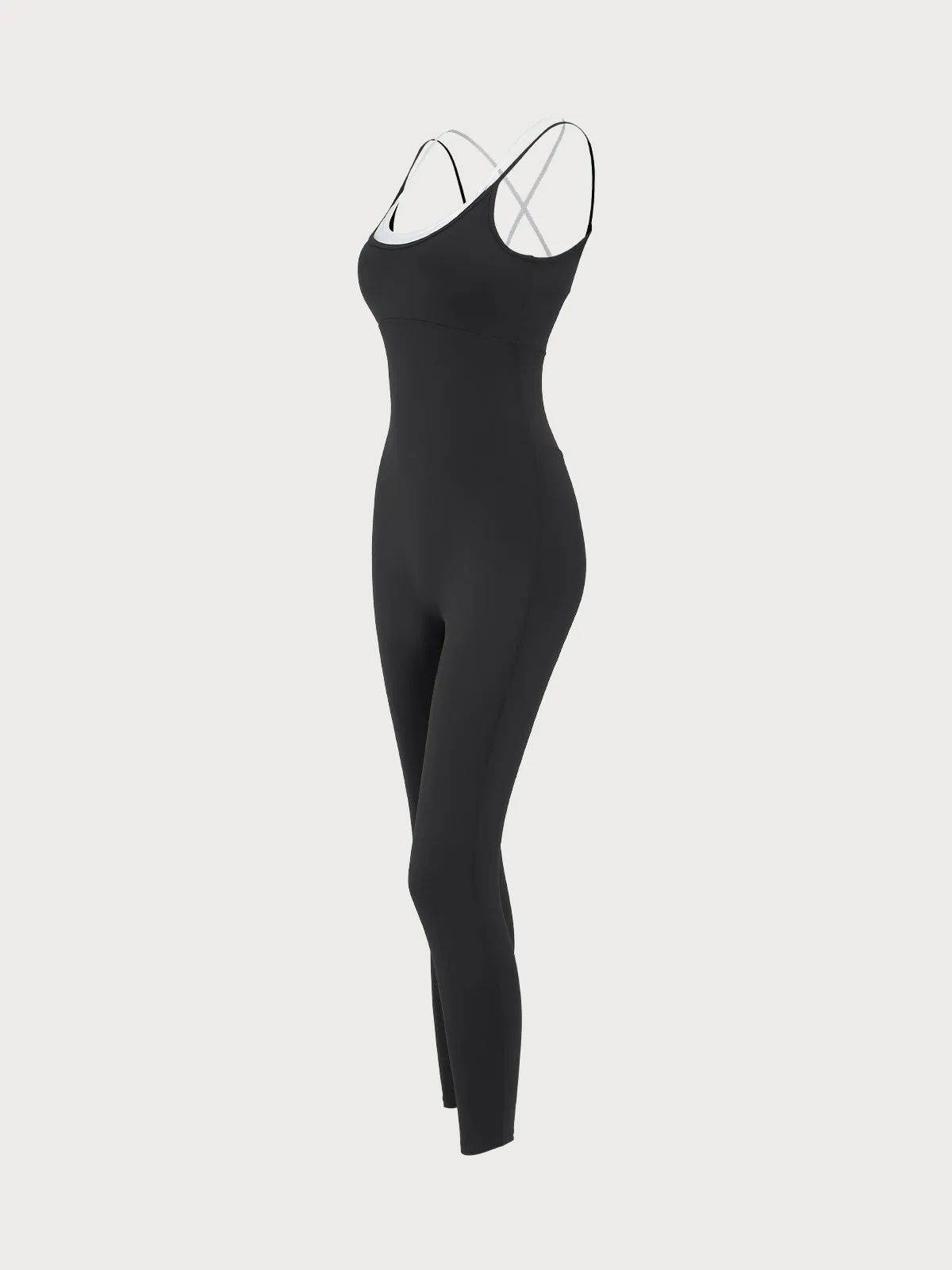 Black Contrast X Cross Yoga Jumpsuit 25”