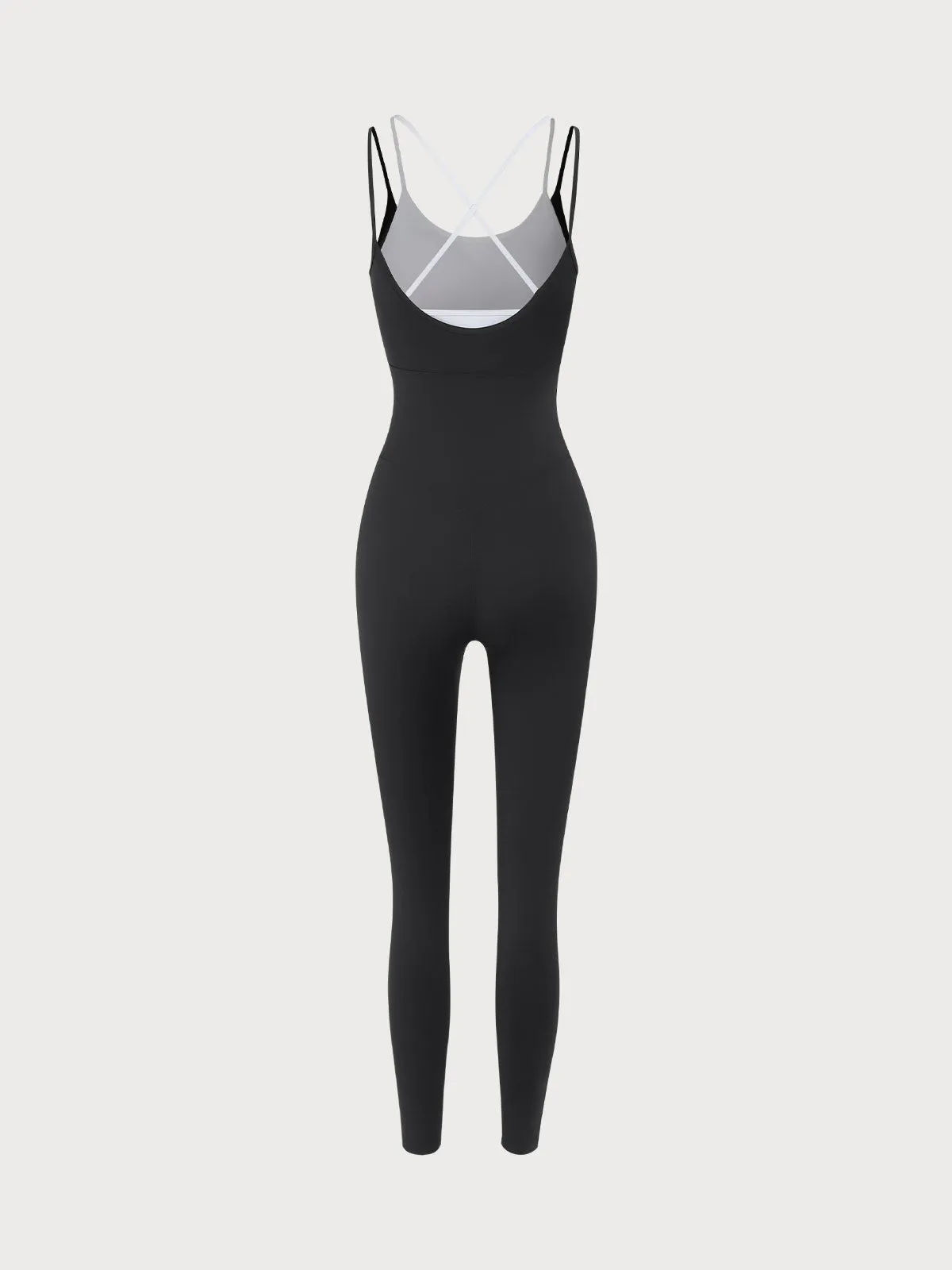 Black Contrast X Cross Yoga Jumpsuit 25”