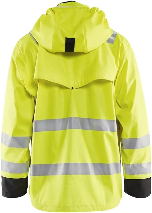 BLAKLADER Men's 4312 Hi-vis Windproof Waterproof Ventilated Rain Jacket with Welded Seams & Removable Adjustable Hood