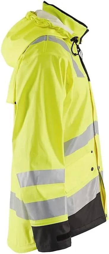 BLAKLADER Men's 4312 Hi-vis Windproof Waterproof Ventilated Rain Jacket with Welded Seams & Removable Adjustable Hood