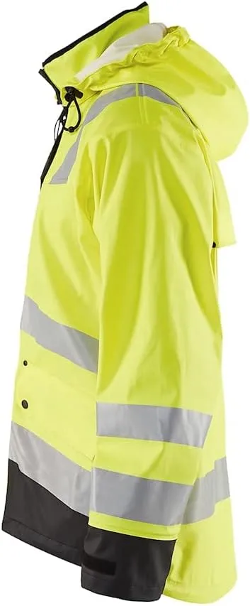 BLAKLADER Men's 4312 Hi-vis Windproof Waterproof Ventilated Rain Jacket with Welded Seams & Removable Adjustable Hood