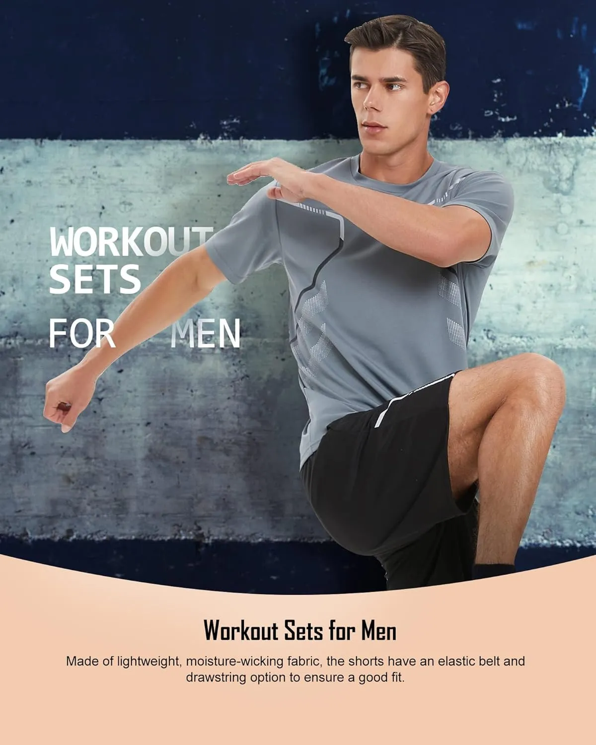 BOOMCOOL Gym Clothes workout shorts and long sleeve shirts for men running dry fit athletic outfits sets 6 pack