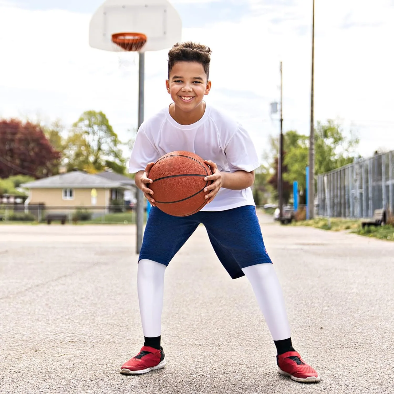 Boys' Compression Leggings 2 Pack Athletic Tights Basketball Compression Pants Boys Sport Leggings