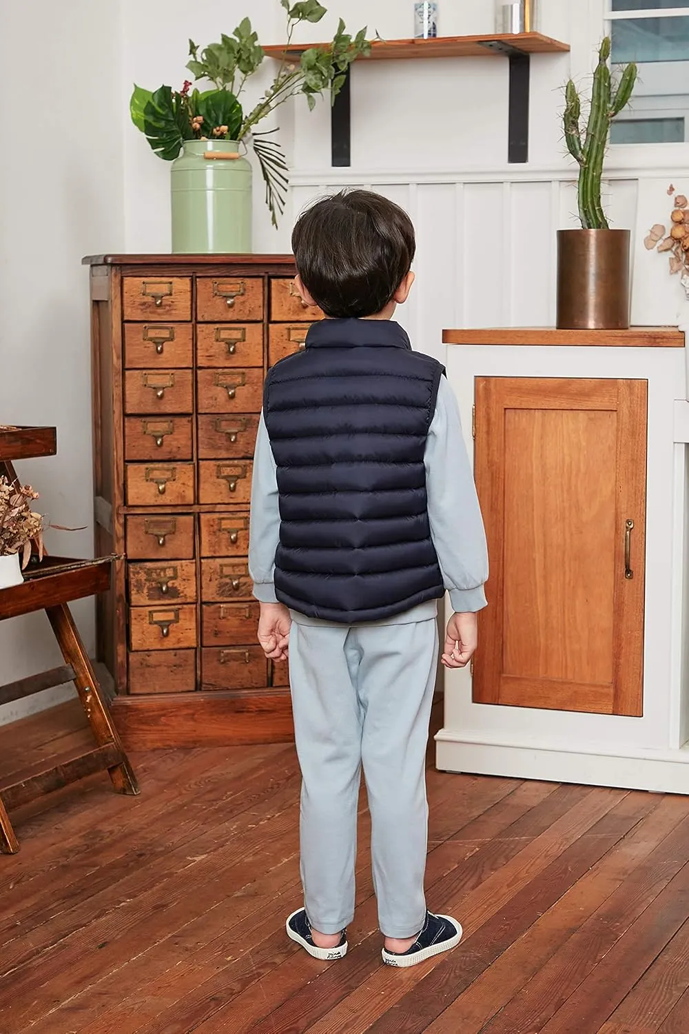 Boys Girls Lightweight Puffer Down Vest, Kids Lightweight Sleeveless Jacket