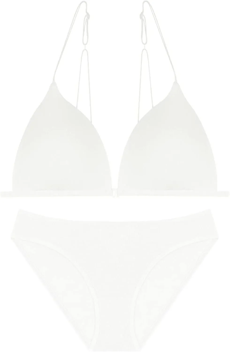 Bralette for Women Girls Teens 2 Lingerie Low Support V Neck Bra & Bief Sets Strappy Bra Padded Wire Big