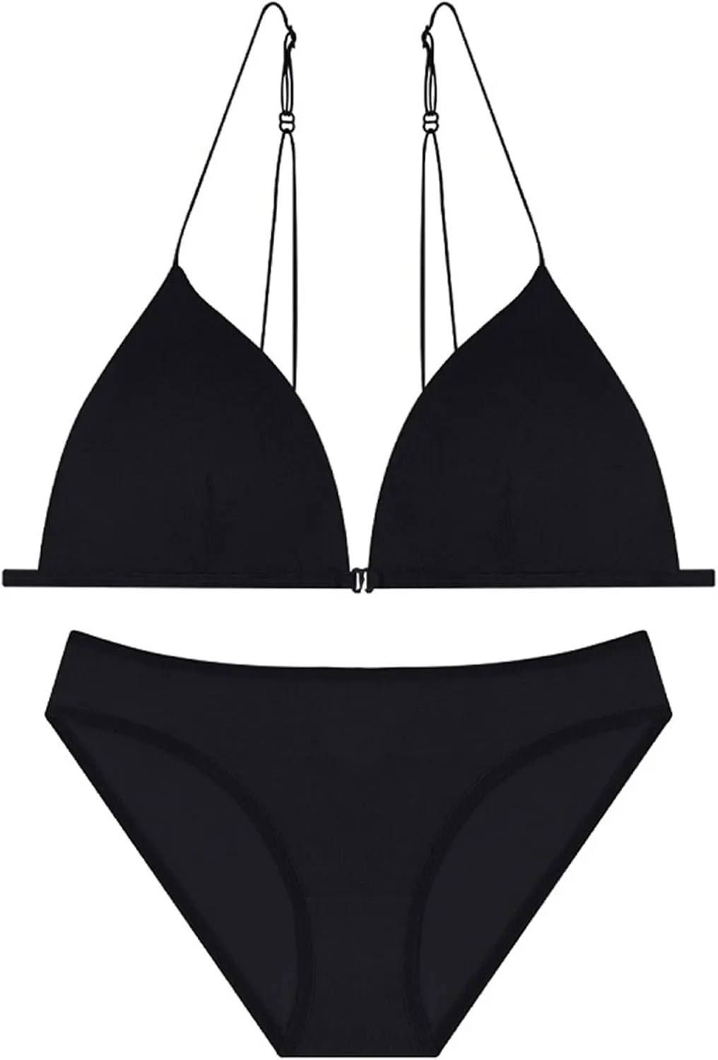 Bralette for Women Girls Teens 2 Lingerie Low Support V Neck Bra & Bief Sets Strappy Bra Padded Wire Big