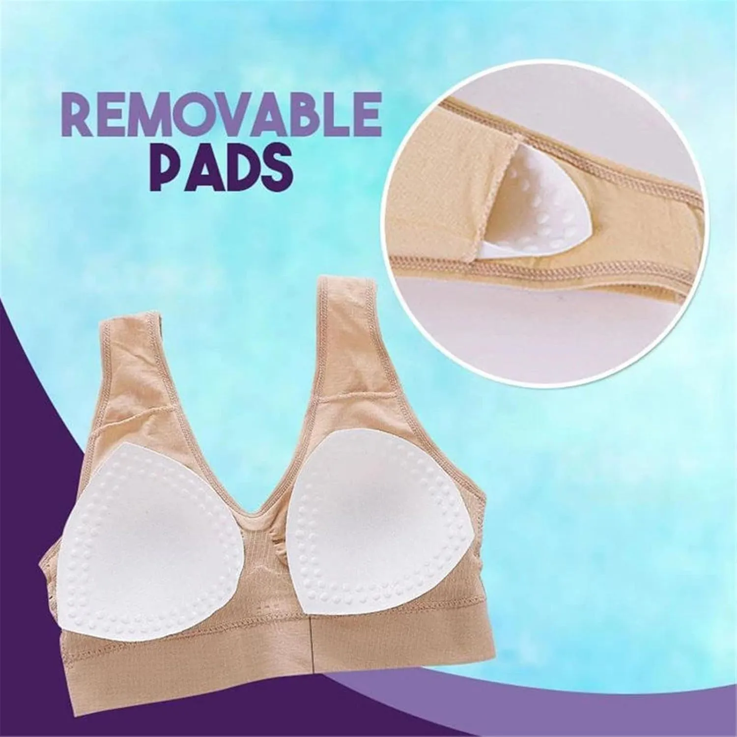 Breathable Cool Lift Up Air Bra,Seamless Wireless Cooling Comfort Breathable Bra with Removable Pads
