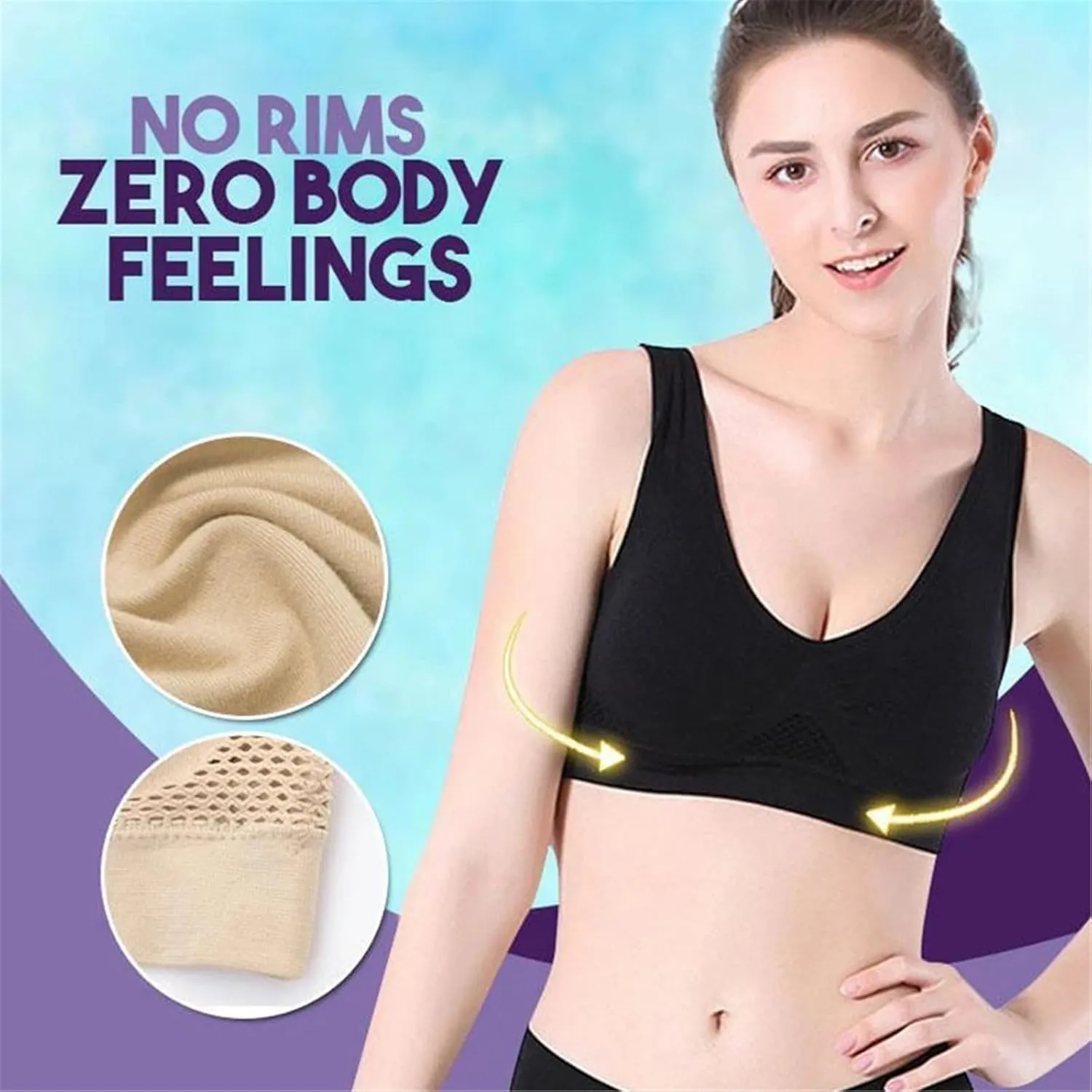 Breathable Cool Lift Up Air Bra,Seamless Wireless Cooling Comfort Breathable Bra with Removable Pads