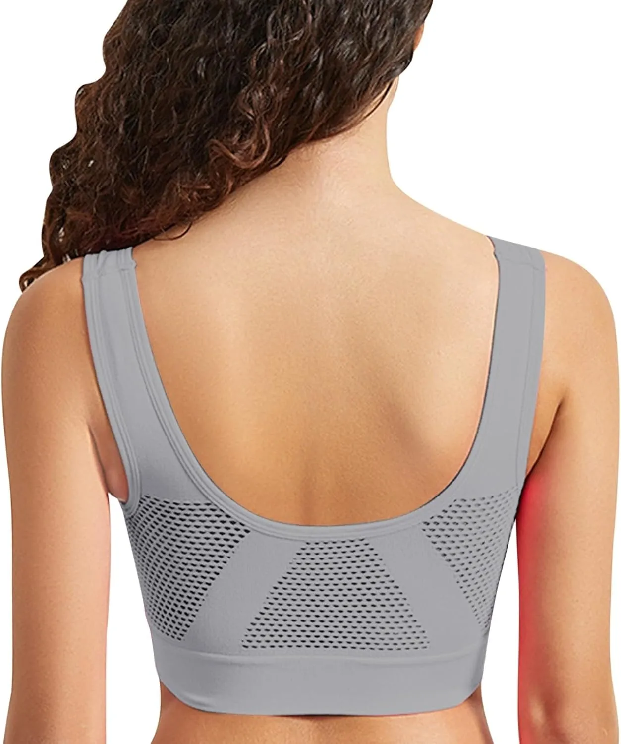 Breathable Cool Liftup Air Bra,2024 New Women's Underwear Hollow Breathable Mesh Hole Large Size Sports Bra No Steel Ring