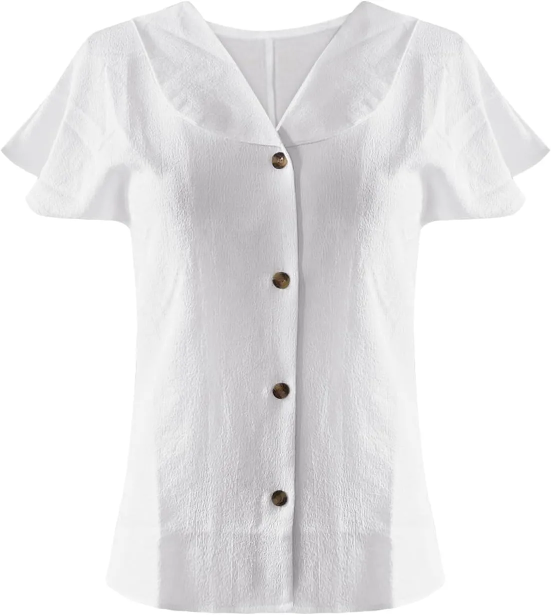 Bubble Wrinkle Button Down Shirts for Womens Summer Casual Short Sleeve Collared Blouse Lightweight Beach Vacation Top
