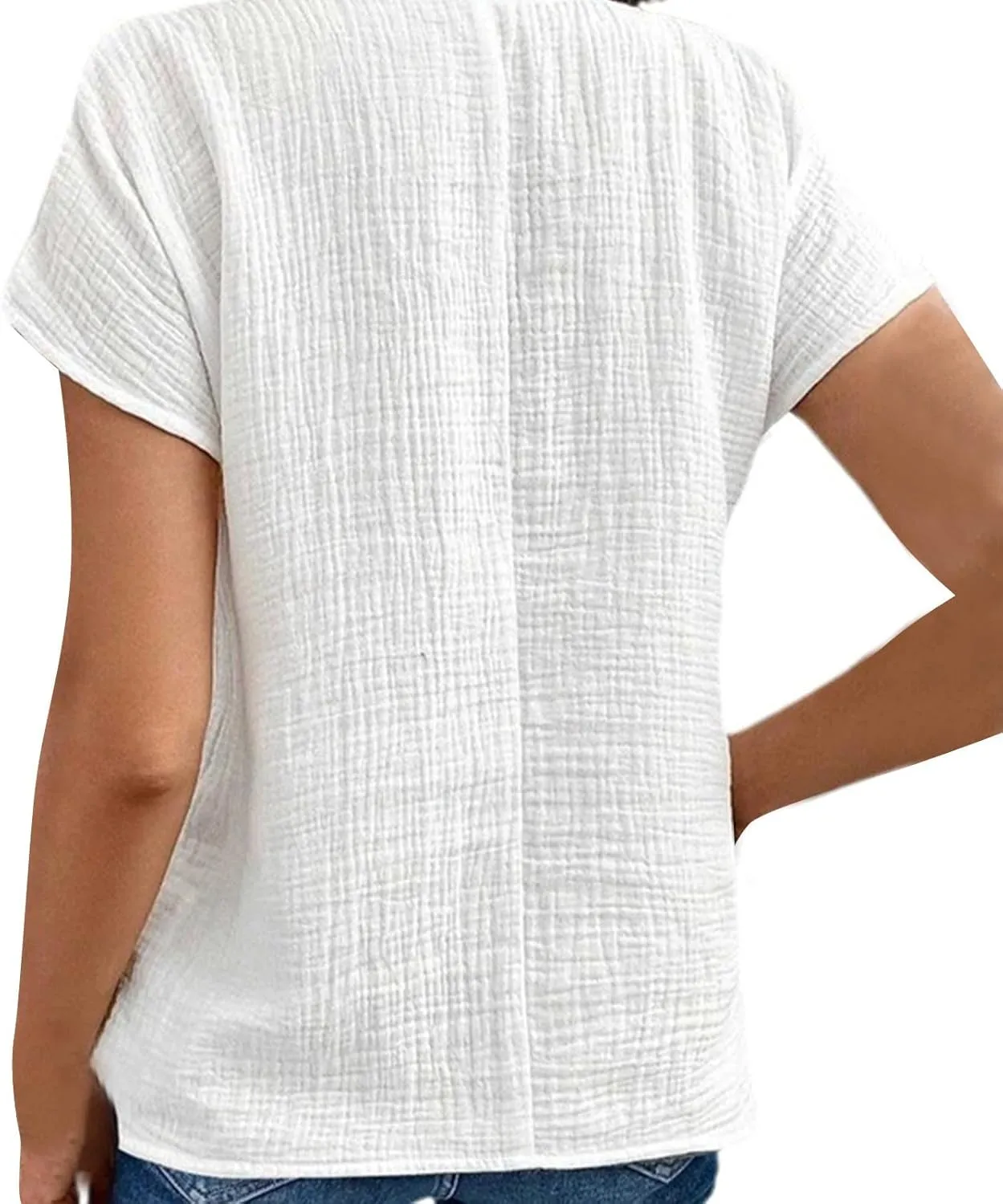 Bubble Wrinkle Button Down Shirts for Womens Summer Casual Short Sleeve Collared Blouse Lightweight Beach Vacation Top